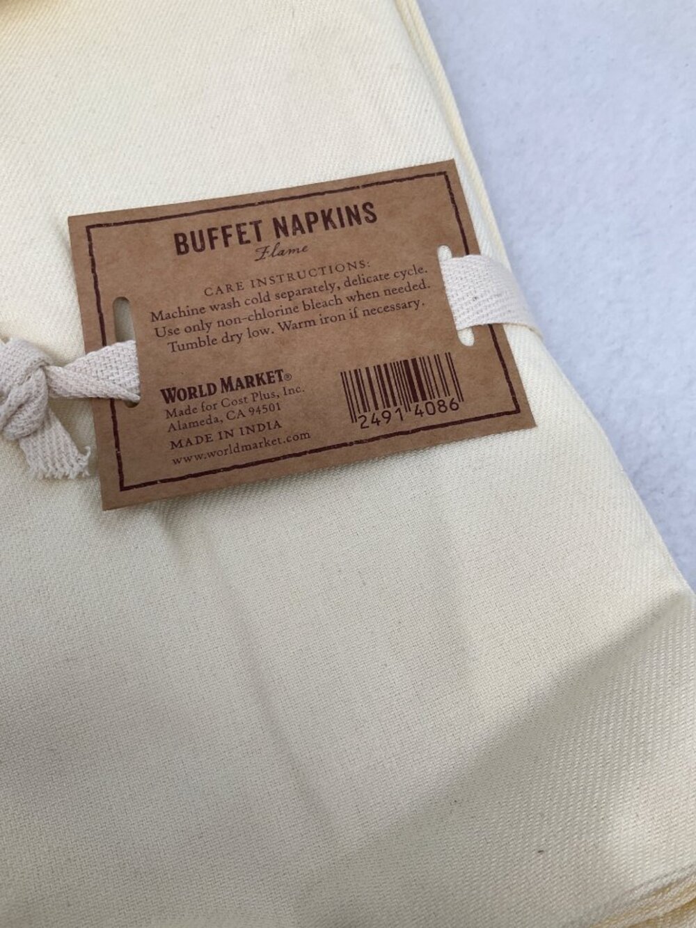 World Market Set of 6 Ivory Buffet Napkins NEW 20" X 20" - Picture 4 of 6
